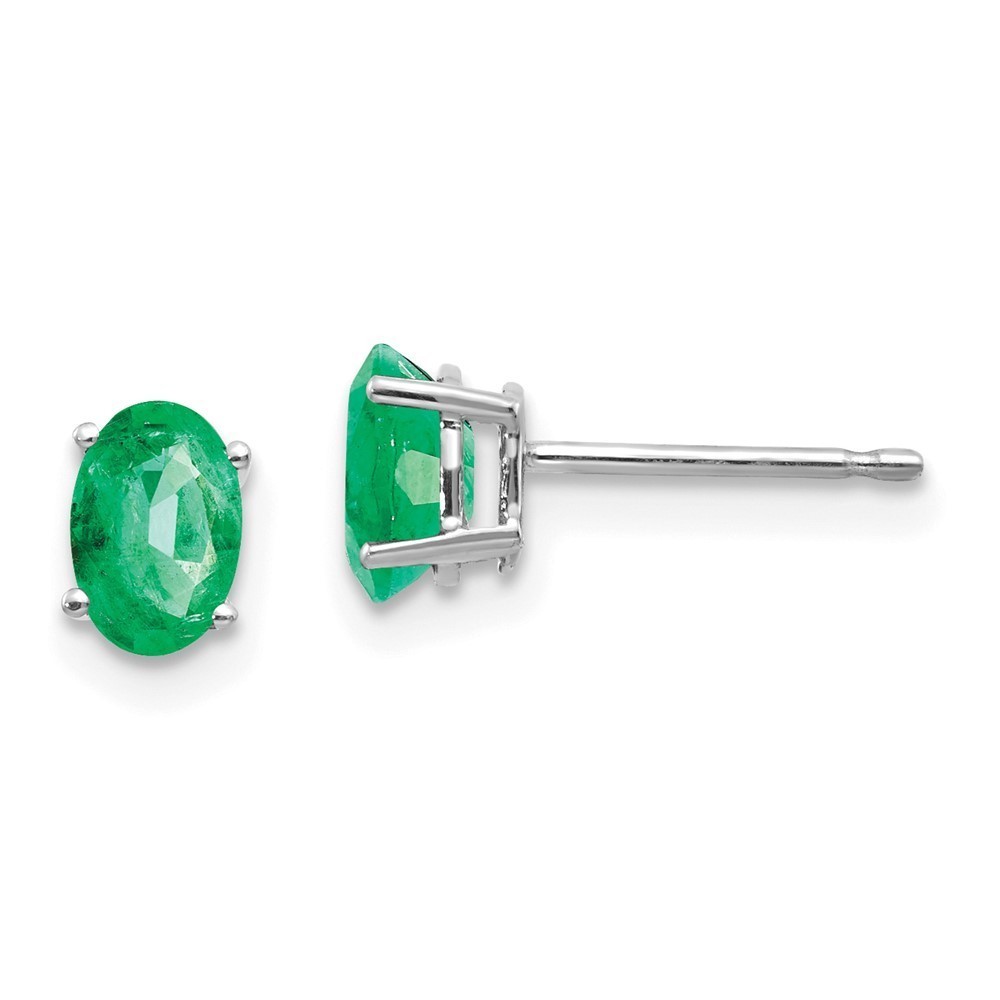 Million Charms 14k White Gold Green Emerald Earrings
